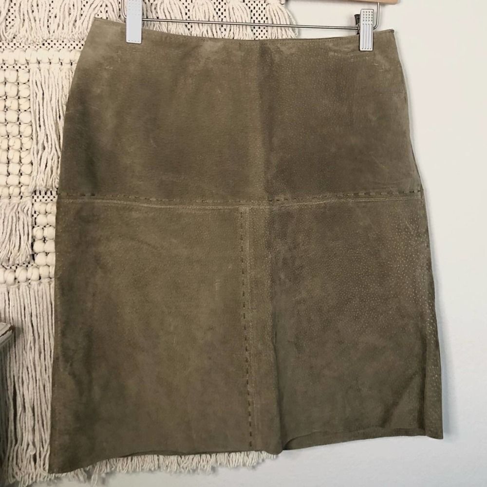 Caslon Vintage Tan Leather Skirt 6